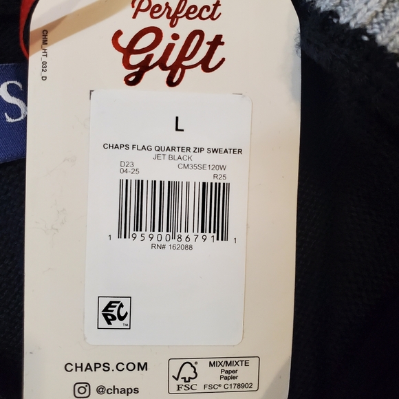 Men's Chaps American Flag Quarter Zip Patriotic Sweater Size Large - Picture 8 of 9